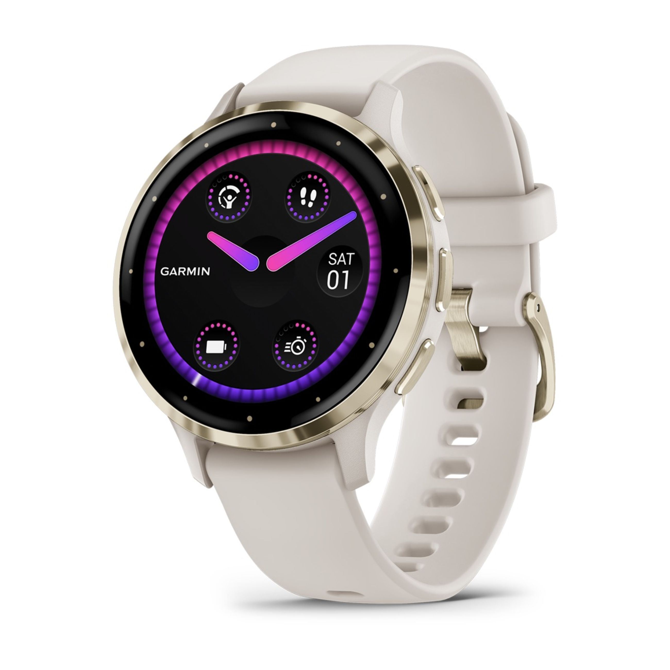 Venu 3S - Soft Gold Stainless Steel Bezel With Ivory Case And Silicone Band